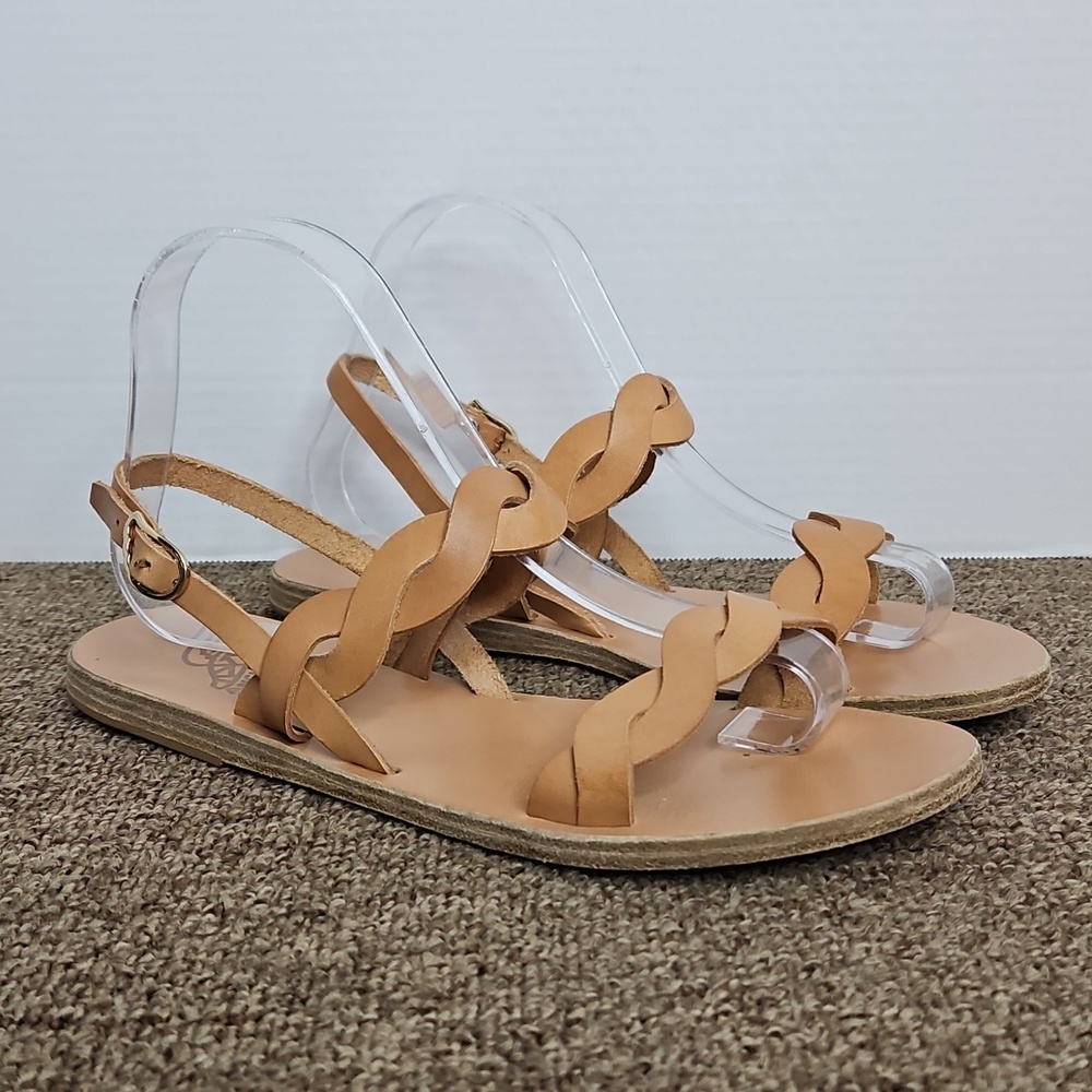 Ancient Greek Sandals Plexi Natural Tan Leather Handmade Sz 39